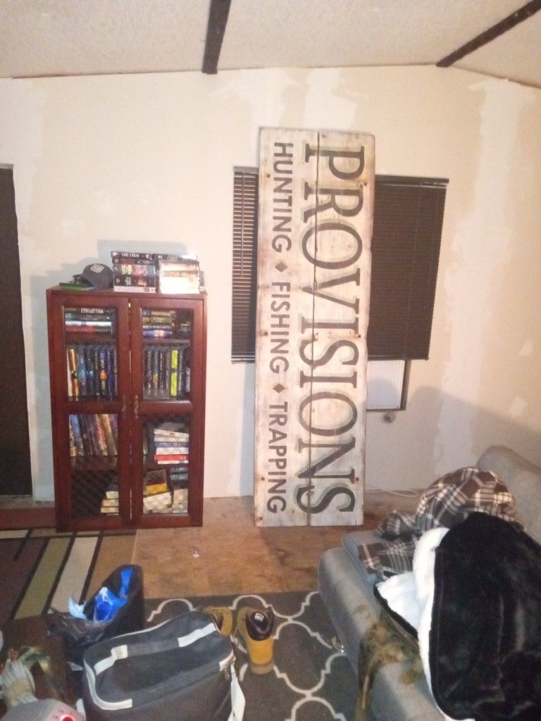 Vintage Handmade Sign Woodmont Hunting Fishing Trapping Provisions