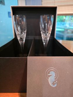 Waterford Crystal Lis Nouveau Champagne Flutes Pair