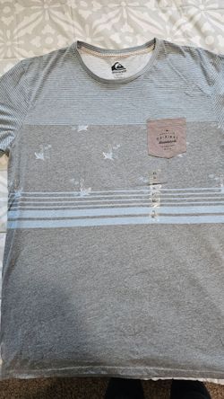 NWT Quiksilver Men's Sub Mix Up Premium Fit Pocket T-Shirt XL Gray Shark Striped