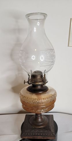 Antique Eastlake Cast Iron Kerosene Oil Lamp