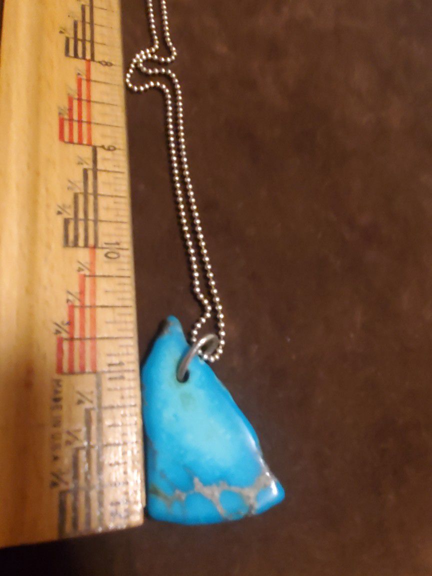 925 Sterling Silver Turquoise Slab Necklace 