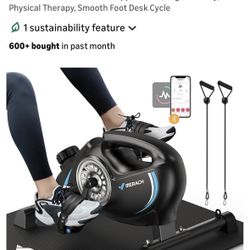 Under Desk Bike Pedal Exerciser, Quiet Magnetic Mini Exercise Bike with MERACH App for Arm, Leg Recovery, Physical Therapy, Smooth Foot Desk Cycle