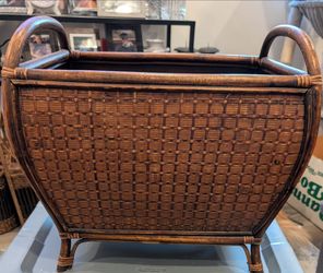 vintage footed storage basket or magazine holder
