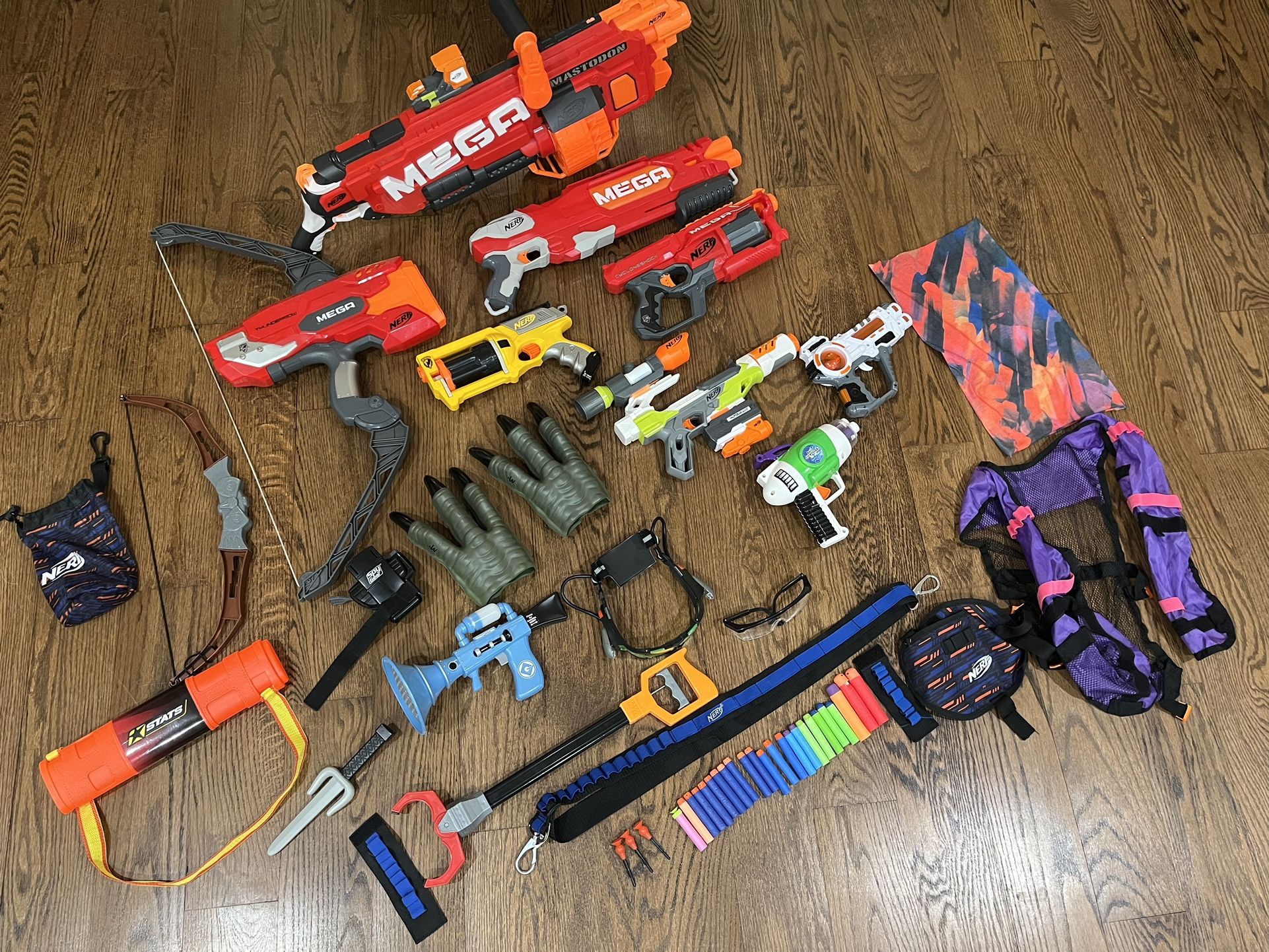 HUGE NERF GUN MEGA COLLECTION MASTODON CROSSBOW MODULUS DARTS GLASSES GREAT VALUE!