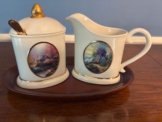 Thomas Kinkade Porcelain Creamer and Sugar Set - UNUSED