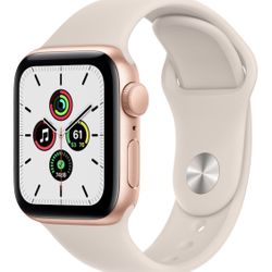 Apple Watch SE 1st (GPS) 40mm Gold Aluminum Case with Starlight Sport Band - Gold Brand New Open Box Never Used 