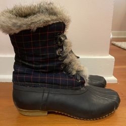 J Crew Womens Duck Snow Boots With Rabbit Fur Lining Size 7.5