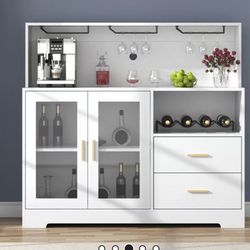 Heugel Wine Bar Cabinet with LED Light, Home Coffee Cabinet with Wine and Glass Rack#3(I(contact info removed)62)