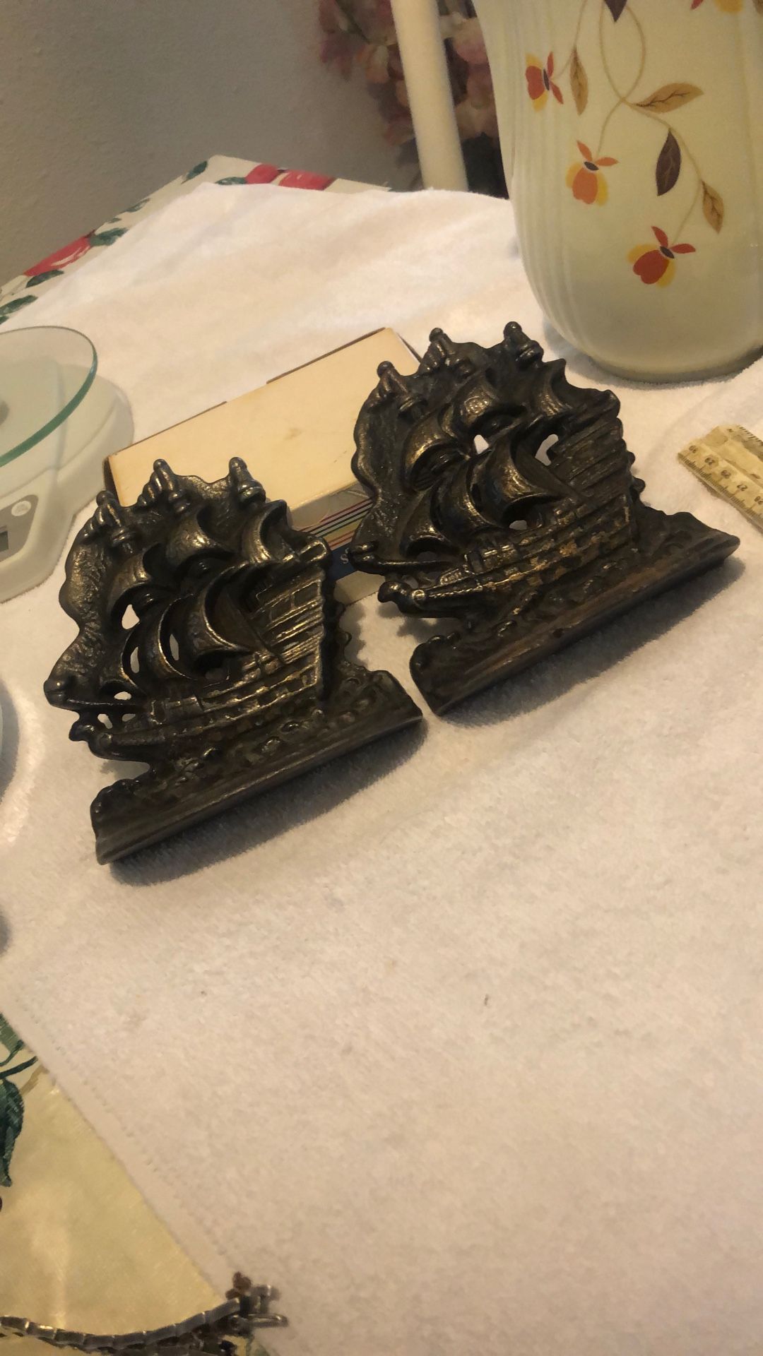 Antique Nautical Brass Ships Bookends AvailableRead Description 