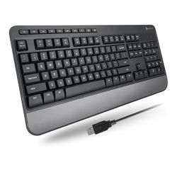 X9 Wired Keyboard - Comfortable Typing - Ergonomic Full Size USB Keyboard with Wrist Rest, Number Pad, Multimedia and 114 Keys - External Computer Key