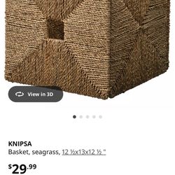 Set Of 4 IKEA Seagrass Knipsa Storage 