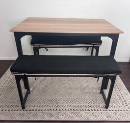 Table and benches with cushions