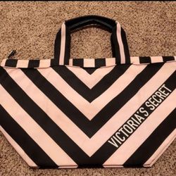 Victoria's Secret Striped Black Pink Shoulder Bag.