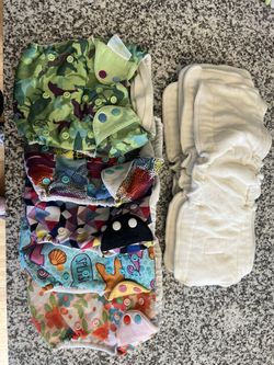 Bright colors lot of barely used BumGenius pocket cloth diapers and inserts
