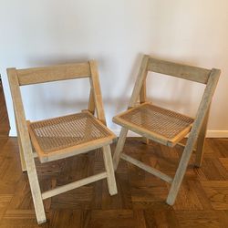 2 cane folding chairs