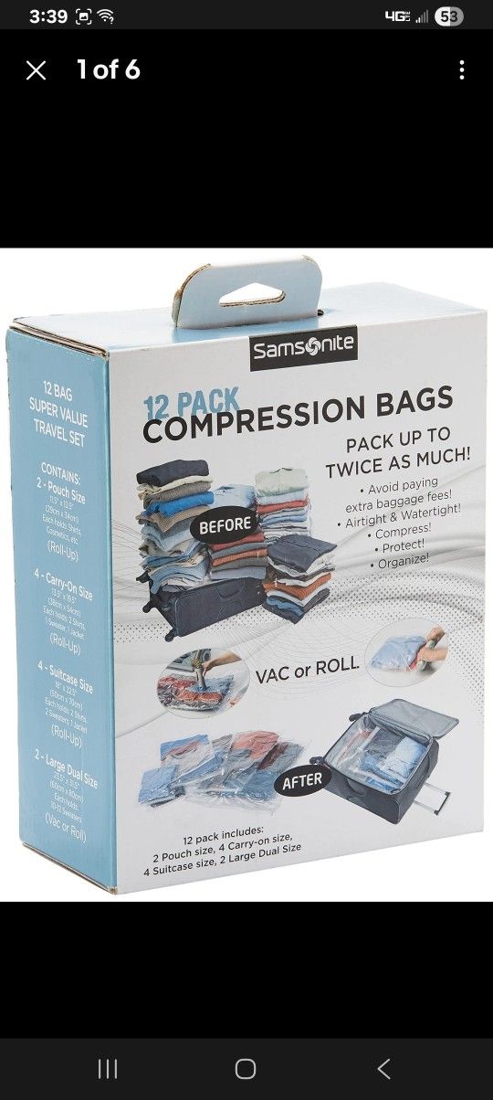 Samsonite 12 Pack Compression Bags