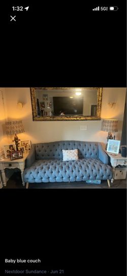Baby blue couch