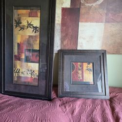 2 GEOMETRIC AND FLORAL PAINTINGS