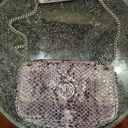 Michael Kors Black Snake Pattern Leather Shoulder Bag