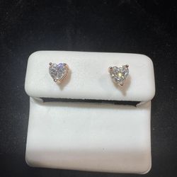Rose Gold Over 925 Silver 2 Carat Moissanite Heart Earrings