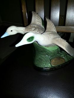 Vintage Flying Ducks Unlimited Ceramic Whiskey Decanter Jim Beam From Myabbiesattic c1983