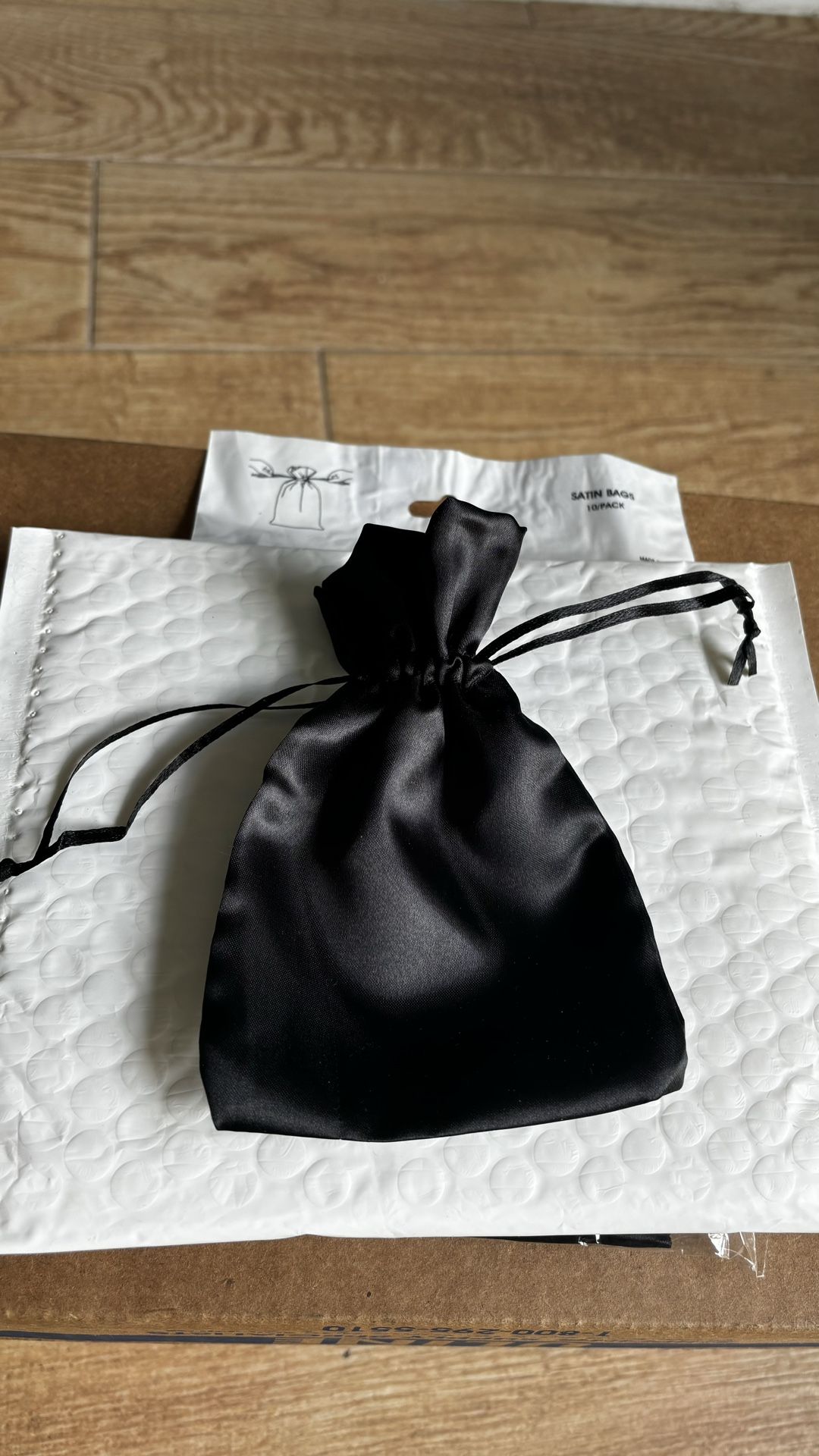 Black Satin Drawstring Bags