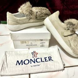 Authentic Designer Moncler White Sneakers Shoes Women 37 