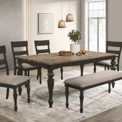 New Dinning Set With Table & 6 Chairs Or 4 Chairs And Bench On Sale Now