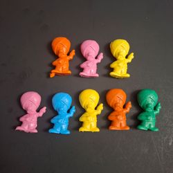 Novelty Mahatma Rice "Genie" Erasers, Complete Set Of 5 Plus 3 Extra's, Vintage 1990's Never Used In Excellent Condition 1 5/8" Tall - Collectible