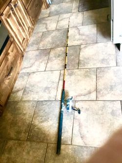 Long thick salt water pole and reel Extreme Glass over 7ft long