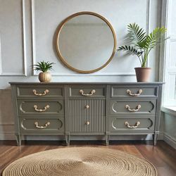 Vintage MCM Green Dresser 