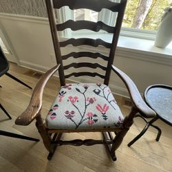 Antique Rocking Chair w/Rush Seat and Custom Cushion Great Condition 23w x 15sd x 20sh x 42.5h Smoke and pet free household