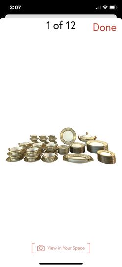 94pc Gold Encrusted 1930s Hutschenreutner Dinnerware China Set 