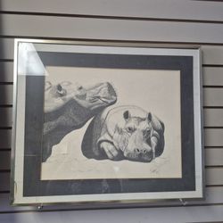 two hippos, titled "Mommy and Me #1" or "Sleeping it off", created by artist Madame Memento