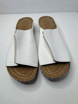 Unbranded Vegan Leather White Slide Sandals Women's Size EU42