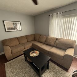 Tan Cloth Sectional Couch