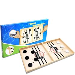 Fast Sling Puck Game, Super Winner Wooden Air Hockey Board Games, Portable Slingshot Hockey Tabletop Game for Family Game Night Fun, String Puck Game 