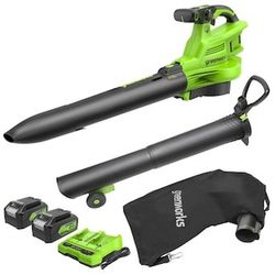 Greenworks 24-volt 520-CFM 240-MPH Battery Handheld Leaf Blower 4 Ah (Battery and Charger 