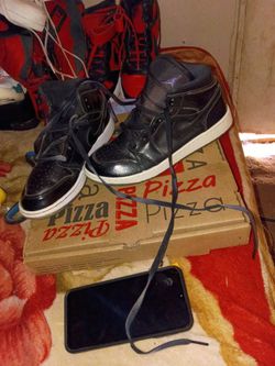 Air Jordan 1 Mid Black Leather Sneakers