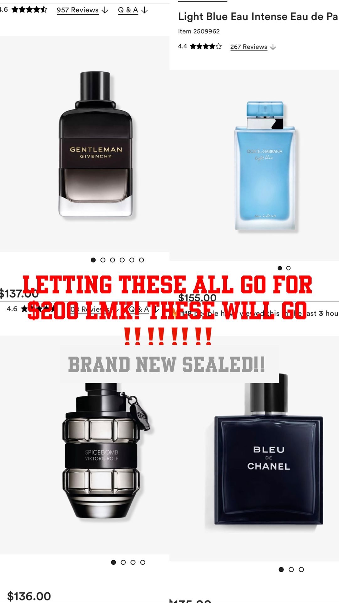 DESIGNER COLOGNES/PERFUMES FOR SALE