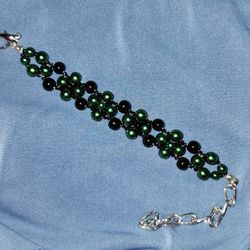Hand Crafted Bracelet/ Anklet  - Green And Black Thumbnail