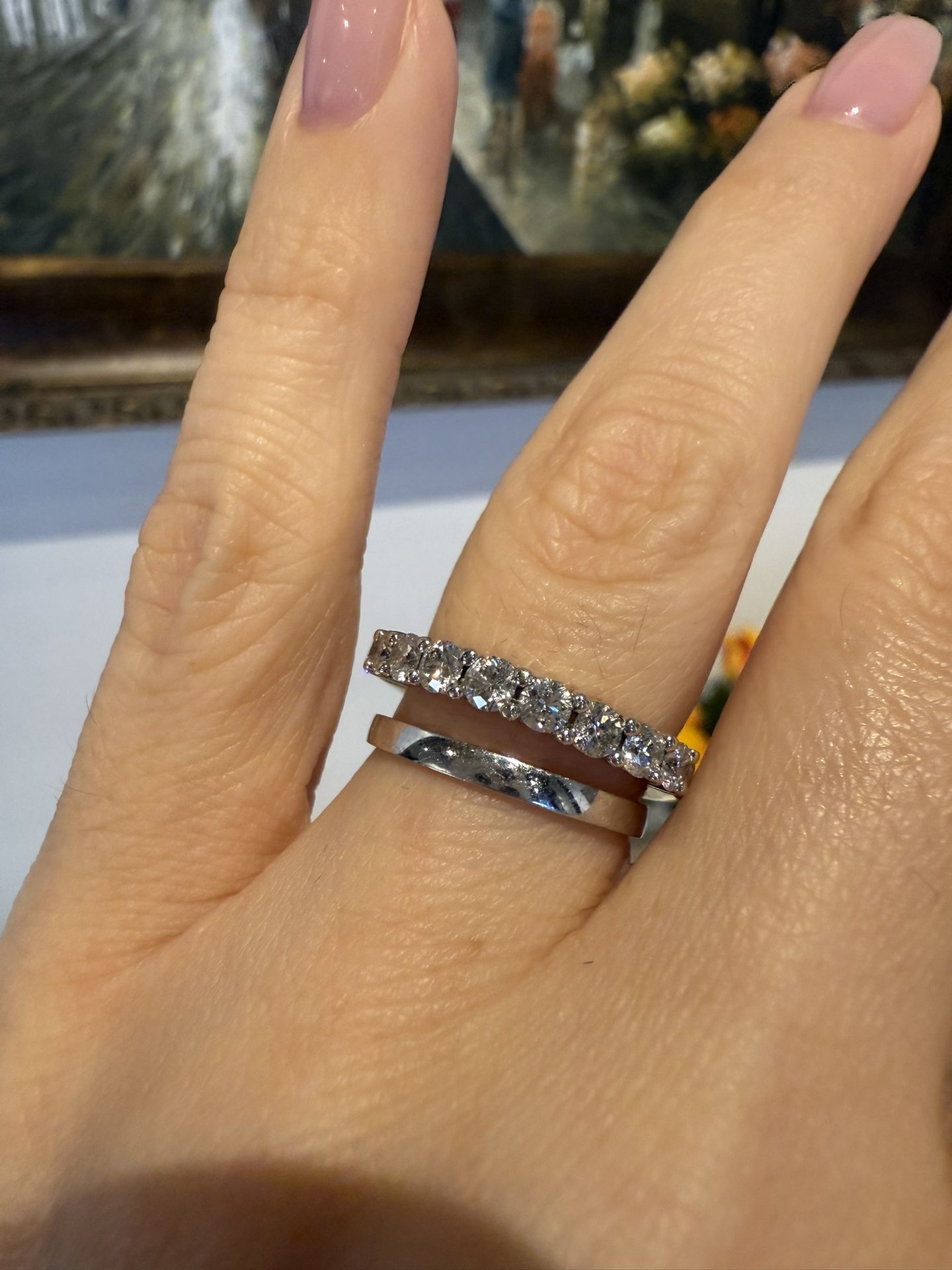 14K White Gold Natural Diamonds Very Sparkling Ring Band