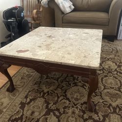 Wood And Marble Coffee Table. 