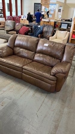 (In store) Brown leather or faux leather recliner couch