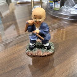 Vintage Chinese Kung Fu Martial Arts Boy Monk Handpainted Resin Figurine