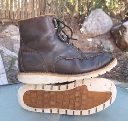 Mens CARHARTT Waterproof Brown Leather Moc Toe Work Boots US- 10.5 