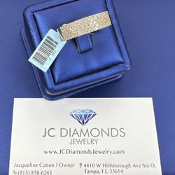 Ring Unisex 1ok Gold Band Diamonds Real  8 Mm Wide 