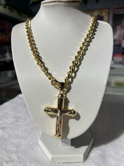 Cadena y cruz oro la minado