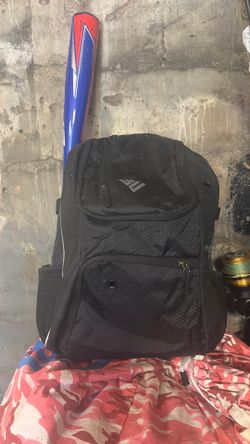 Baseball bag with helmet and hat