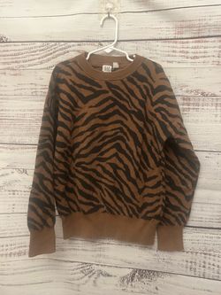 GAP Brown & Black Zebra-Print Crewneck for Kids size 8